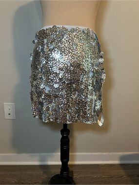 Silver Sequin Mini Skirt - Women's Sparkle Party Skirt